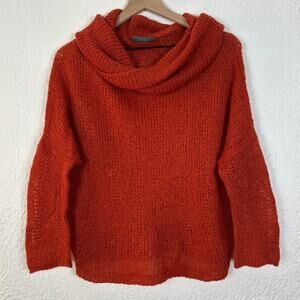 Wooden Ships Burnt Orange Loose Knit Cowl Neck Sweater Size Small Medium